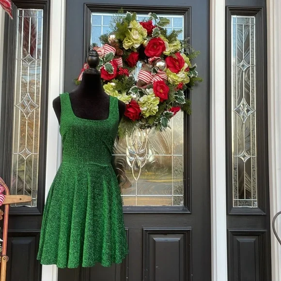 Lulus | Dresses | Lulus Green Glitter Skater Mini | Poshmark